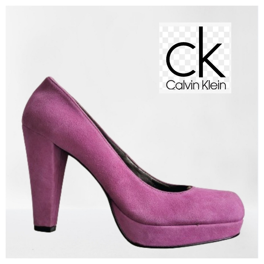 Calvin Klein "Scarlet" Suede Platform Pumps - Like New